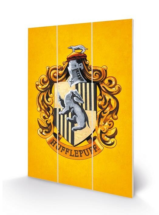 Harry Potter: Colourful Crest Hufflepuff (Stampa Su Legno) - Wood Poster - Merchandise -  - 5051265887382 - 15. mars 2020