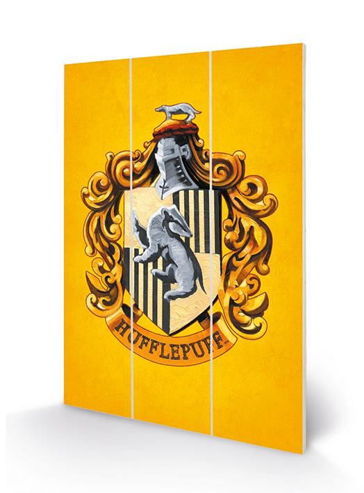 Harry Potter: Colourful Crest Hufflepuff (Stampa Su Legno) - Wood Poster - Produtos - - 5051265887382 - 15 de março de 2020