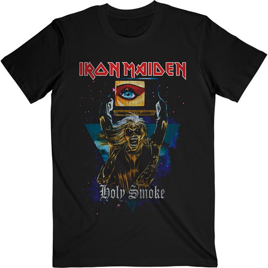 Iron Maiden Unisex T-Shirt: Holy Smoke Space Triangle - Iron Maiden - Koopwaar -  - 5056368673382 - 