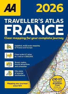 Cover for AA Traveller’s Atlas France 2026 (Paperback Book) [3 New edition] (2025)