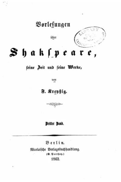 Cover for F Kreyssig · Vorlesungen uber Shakespeare (Paperback Bog) (2015)