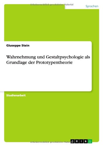 Cover for Stein · Wahrnehmung und Gestaltpsychologi (Book) [German edition] (2011)