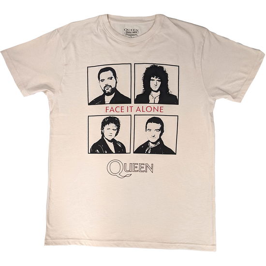 Cover for Queen · Queen Unisex T-Shirt: Face It Alone Squares (Natural) (T-shirt) [size S] (2025)