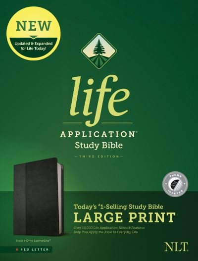 Cover for Tyndale · NLT Life Application Study Bible, Third Edition, Large Print (LeatherLike, Black / Onyx, Indexed) (Buch) (2020)