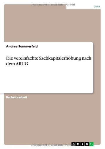 Die vereinfachte Sachkapital - Sommerfeld - Książki - GRIN Verlag GmbH - 9783656114383 - 4 lutego 2012