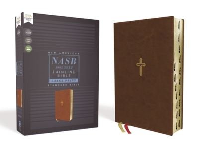 Cover for Zondervan · NASB, Thinline Bible, Large Print, Leathersoft, Brown, Red Letter, 1995 Text, Thumb Indexed, Comfort Print (Läderbok) [Large type / large print edition] (2020)