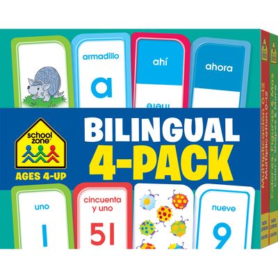 Cover for School Zone · School Zone - Bilingual Spanish / English Flash Cards 4 Pack - Ages 4+, Preschool to Kindergarten, ESL, Language Immersion, ABCs, Sight Words, and More (Paperback Book) (2016)