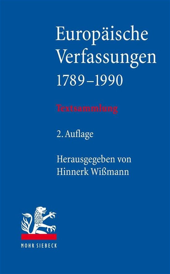 Cover for Wißmann · Europaische Verfassungen 1789-1990: Textsammlung (Pocketbok) [2. Auflage edition] (2019)