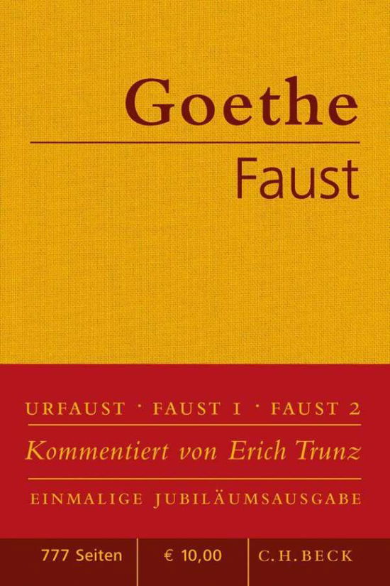 Faust Der Tragodie erster und zweiter Teil Urfaust - J W von Goethe - Bücher - Beck'sche CH Verlagsbuchhandlung Oscar B - 9783406611384 - 1. Oktober 2010