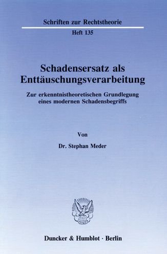 Cover for Meder · Schadensersatz als Enttäuschungsv (Book) (1989)