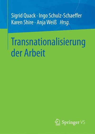Cover for Transnationalisierung Der Arbeit (Paperback Book) [1. Aufl. 2018 edition] (2018)