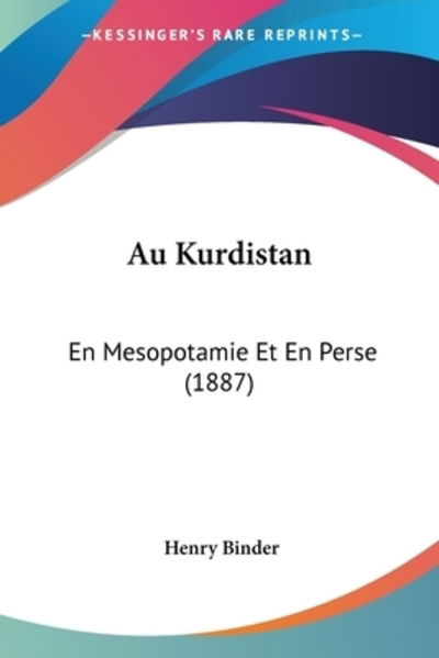 Cover for Henry Binder · Au Kurdistan (Paperback Book) (2010)