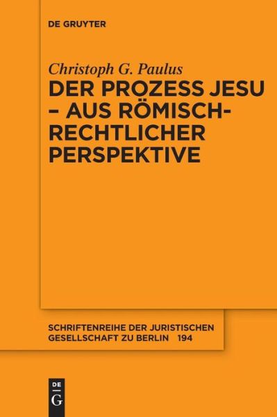 Cover for Paulus · Der Prozess Jesu - aus römisch-r (Book) (2016)