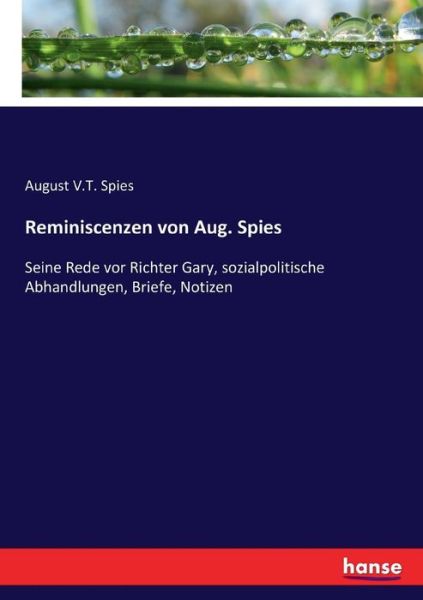 Cover for Spies · Reminiscenzen von Aug. Spies (Book) (2017)