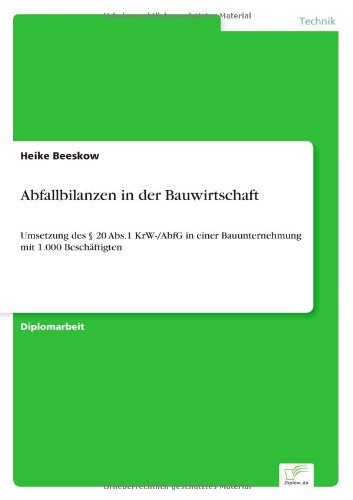 Cover for Heike Beeskow · Abfallbilanzen in Der Bauwirtschaft (Paperback Book) [German edition] (2000)