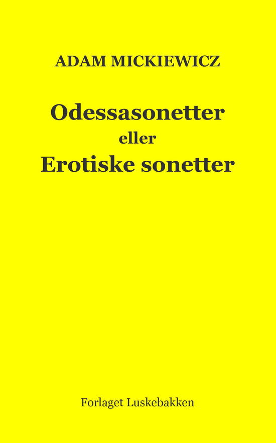 Cover for Adam Mickiewicz · Odessasonetter eller Erotiske sonetter (Paperback Book) (2020)