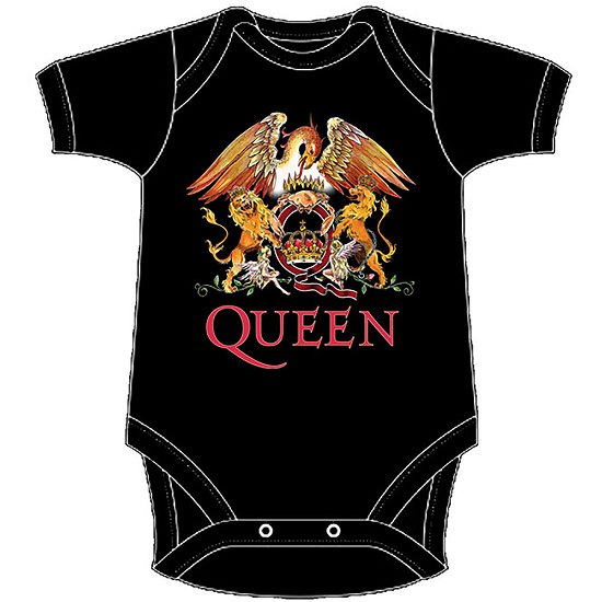 Queen · Queen Kids Baby Grow: Classic Crest (0-3 Months) (TØJ) [size 0-6mths] [Black - Kids edition]