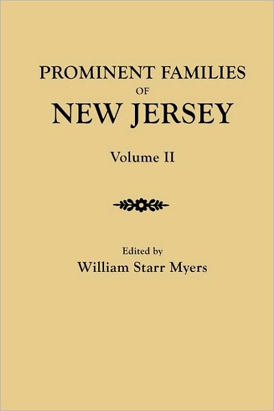 Cover for William Starr Myers · Prominent Families of New Jersey. in Two Volumes. Volume II (Paperback Book) (2010)