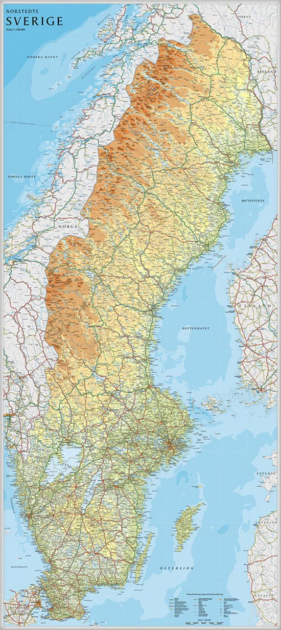 Bil- & turistkartan: Sverige väggkarta 1:900 000 - Norstedts - Książki - Norstedts - 9789113053387 - 25 czerwca 2013