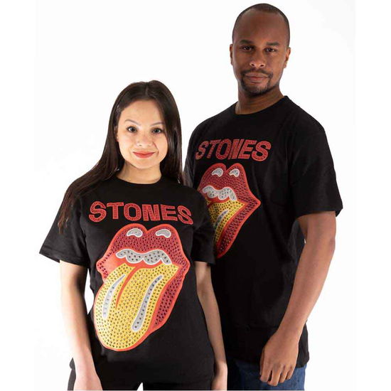 The Rolling Stones Unisex T-Shirt: Dia Tongue (Embellished) - The Rolling Stones - Gadżety -  - 5056561043388 - 4 lipca 2022