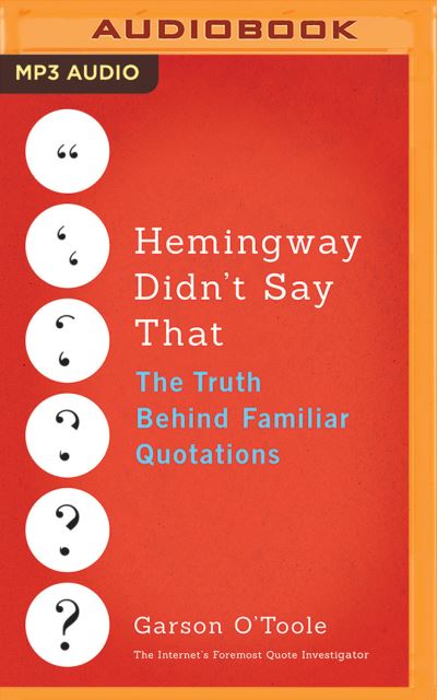 Cover for Mel Foster · Hemingway Didn't Say That (CD) (2017)