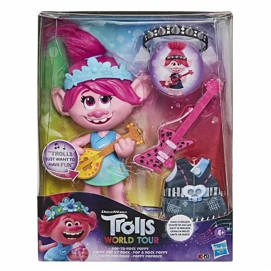 Cover for Trolls · Trolls World Tour Pop-to-Rock Poppy Singing Doll (Leksaker)