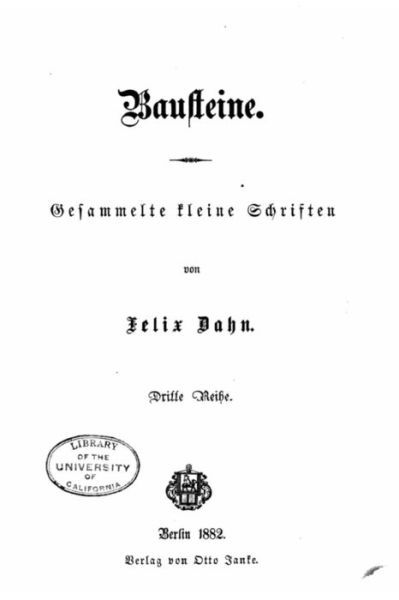 Cover for Felix Dahn · Bausteine Gesammelte kleine schriften (Paperback Book) (2016)