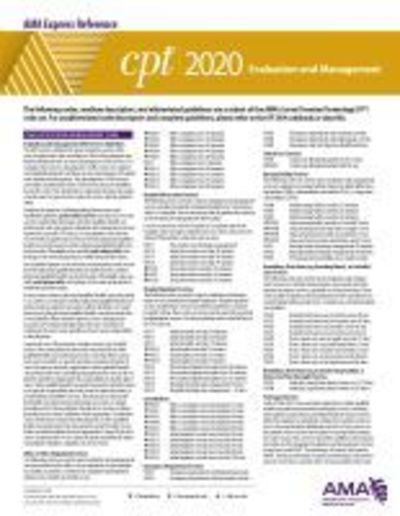 Cover for American Medical Association · CPT 2020 Express Reference Coding Card: Evaluation and Management (Cards) (2019)