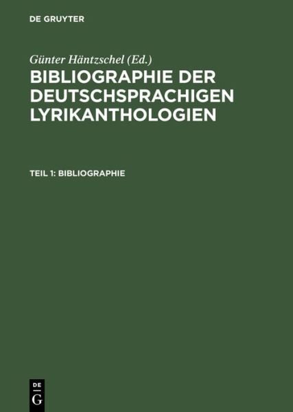 Cover for Teil 1: Bibliographie; Teil 2: Register (Hardcover Book) [Reprint 2013 edition] (1991)