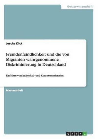 Cover for Dick · Fremdenfeindlichkeit und die von M (Bok) (2015)