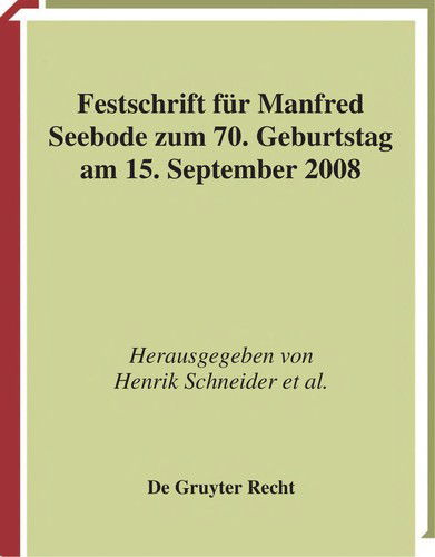 Cover for Hendrik Schneider · Festschrift für Manfred Seebode zum 70. (Book) (2008)