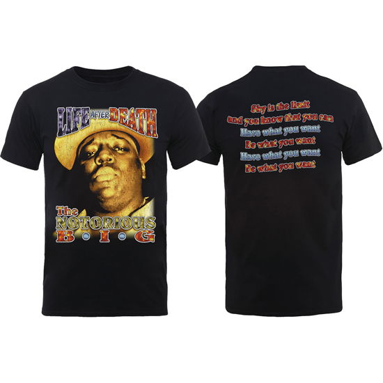 Biggie Smalls Unisex T-Shirt: Life After Death (Back Print) - Biggie Smalls - Koopwaar - Brands In Ltd - 5055979990390 - 