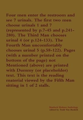 Cover for Todd Van Buskirk · Four men enter the restroom and see 7 urinals. The first two men choose urinals 1 and 7 . The Third Man chooses ... uncomfortably chooses urinal 5 ... (Hardcover Book) (2016)