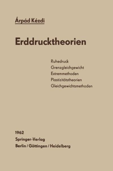 Cover for Arpad Kezdi · Erddrucktheorien (Pocketbok) [Softcover Reprint of the Original 1st 1962 edition] (2012)