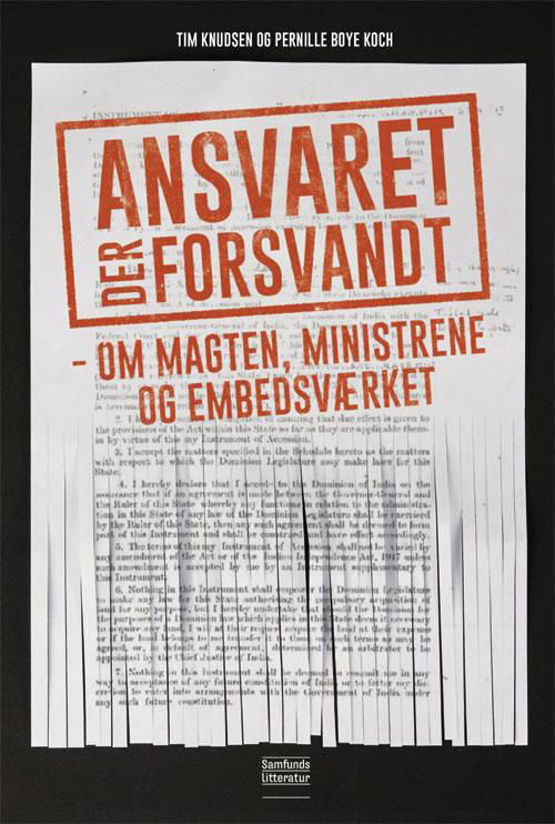 Cover for Tim Knudsen og Pernille Boye Koch · Ansvaret der forsvandt (Sewn Spine Book) [1. Painos] (2014)