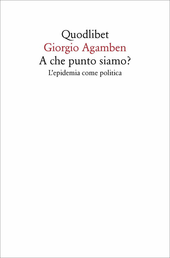 Cover for Giorgio Agamben · Giorgio Agamben - A Che Punto Siamo? Lepidemia Co (Book) (2024)