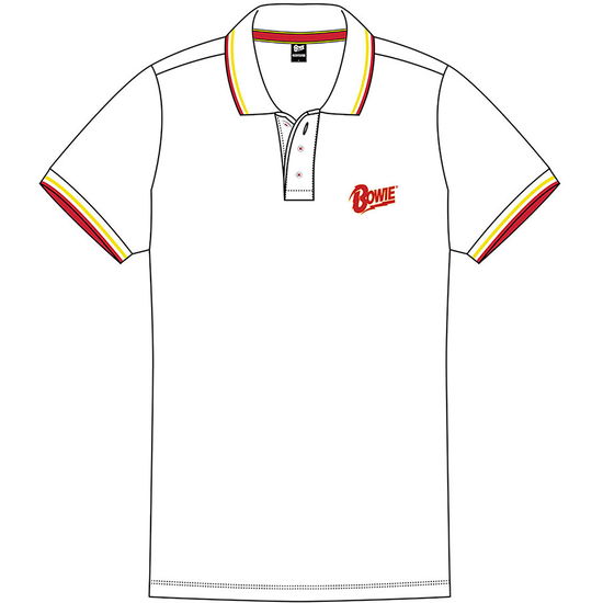 Cover for David Bowie · David Bowie Unisex Polo Shirt: Flash Logo (TØJ) [size S] [White - Unisex edition]