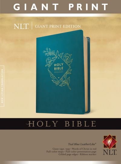 Cover for Tyndale · Holy Bible, Giant Print NLT (Red Letter, LeatherLike, Teal Blue) (Bog) (2020)