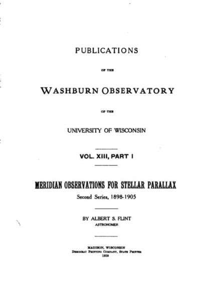 Cover for Washburn Observatory · Publications of the Washburn Observatory of the University of Wisconsin (Paperback Book) (2016)