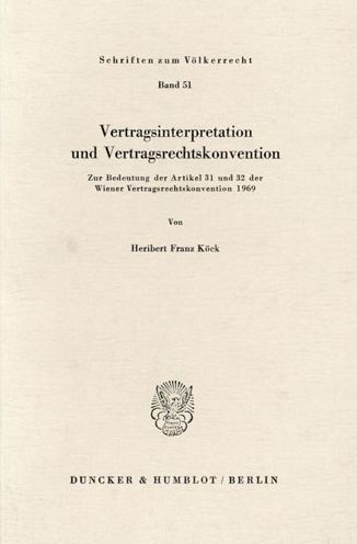 Cover for Köck · Vertragsinterpretation und Vertrag (Book) (1976)