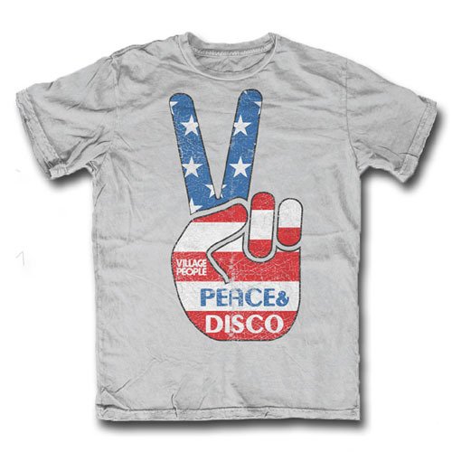 Village People - Peace And Disco T-Shirt - Grey - Village People - Merchandise -  - 5055139363392 - 
