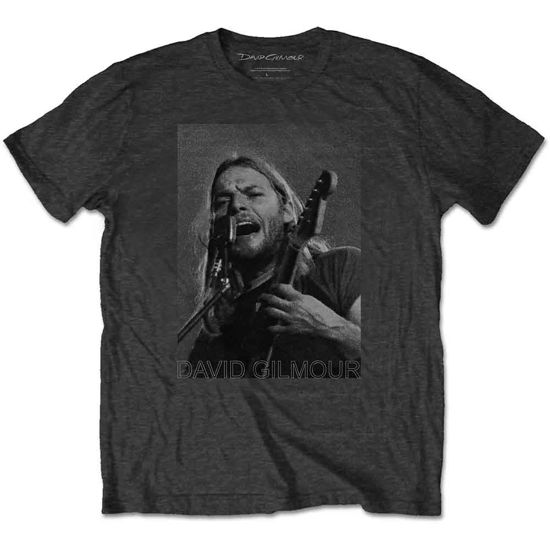 Cover for David Gilmour · David Gilmour Unisex T-Shirt: On Microphone Half-tone (Charcoal Grey) (T-shirt) [size L] [Grey - Unisex edition] (2019)