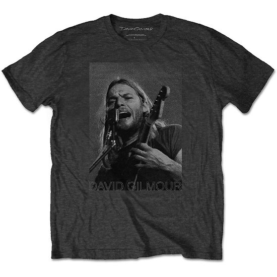 Cover for David Gilmour · David Gilmour Unisex T-Shirt: On Microphone Half-tone (T-shirt) [size L] [Grey - Unisex edition]