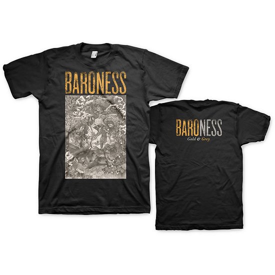 Baroness Unisex T-Shirt: Gold & Grey (Back Print) - Baroness - Mercancía -  - 5056368614392 - 
