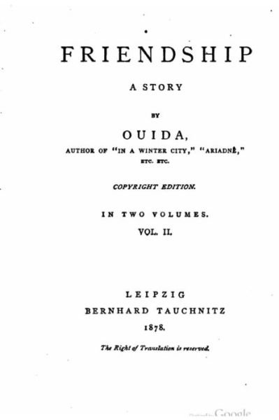 Cover for Ouida · Friendship, A story - Vol. II (Pocketbok) (2016)