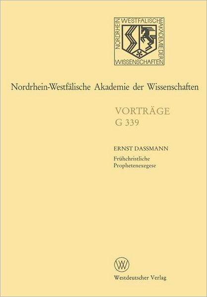 Cover for Ernst Dassmann · Nordrhein-Westfalische Akademie der Wissenschaften (Paperback Book) [1996 edition] (1996)