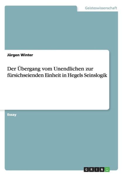 Cover for Winter · Der Übergang vom Unendlichen zur (Book) (2016)