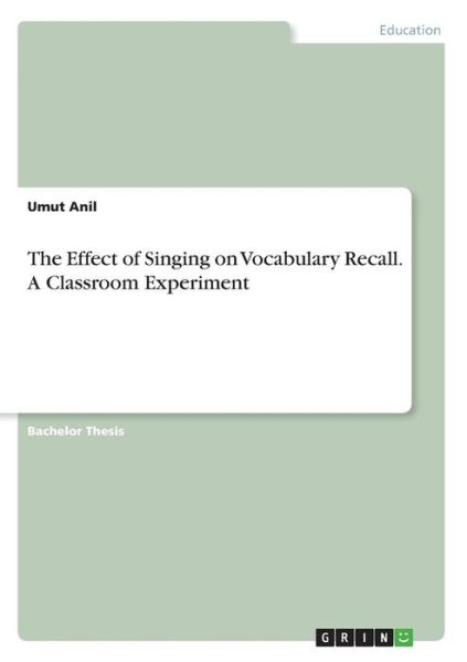 Cover for Anil · The Effect of Singing on Vocabular (Book) (2016)