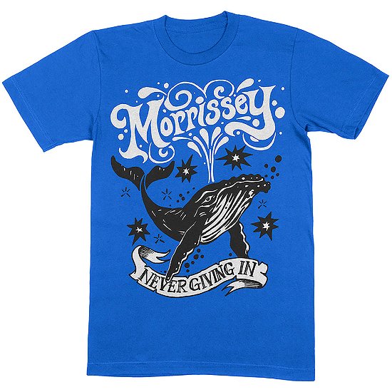 Morrissey Unisex T-Shirt: Never Giving In/Whale - Morrissey - Koopwaar -  - 5056368691393 - 