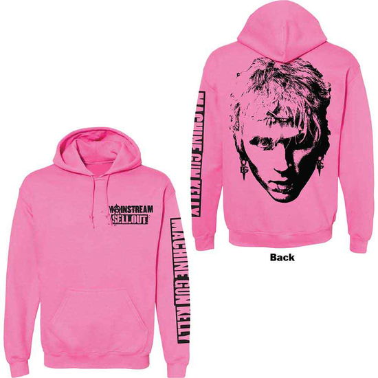 Machine Gun Kelly Unisex Pullover Hoodie: Pink Face (Pink) (Back & Sleeve Print) - Machine Gun Kelly - Produtos - - 5056561063393 - 3 de janeiro de 2023